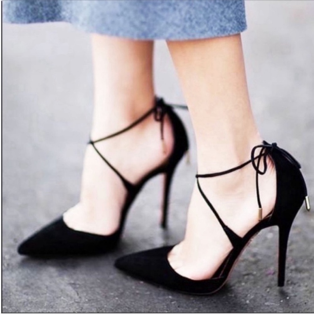 EUC Aquazzura Black matilde 85 Pumps 39
